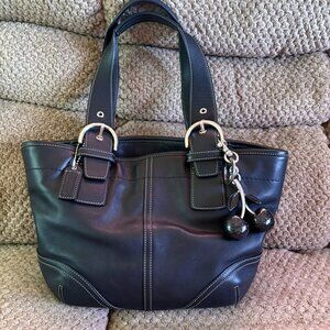 Vintage Coach Soho Black Leather Tote Bag G04S-9544 Zip Top EUC